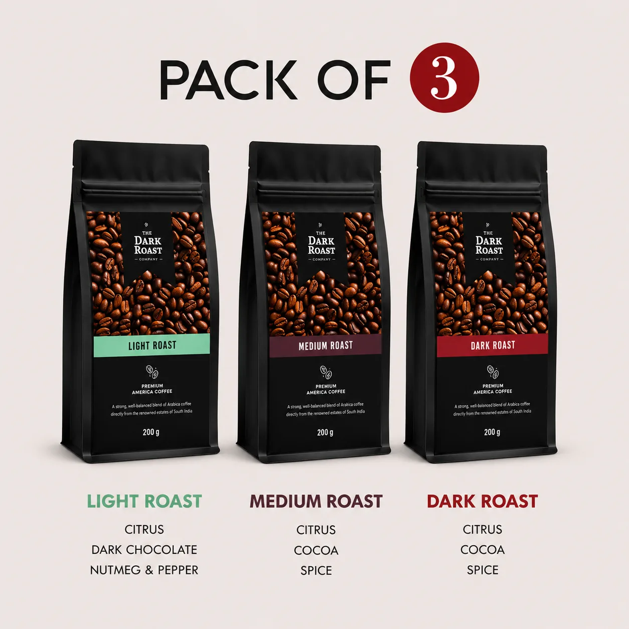 Single Estate Single Origin Light Roast Ground Coffee, Medium Roast Ground Coffee, Signature Dark Roast Ground Coffee by The Dark Roast Company. Coffee from Coorg & Chikmagalur. Coffee Beans